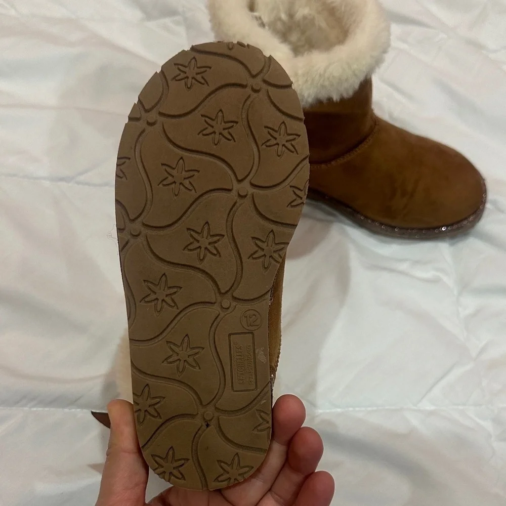 NEW Kids Lucky Brand Tan Suede Fur-Lined Boots size 12M